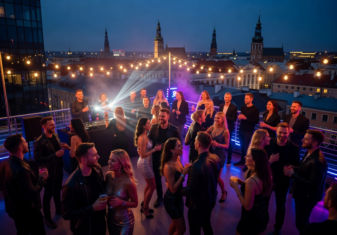 Coyote Fly club atmosphere with DJ booth and dancing crowd in Riga